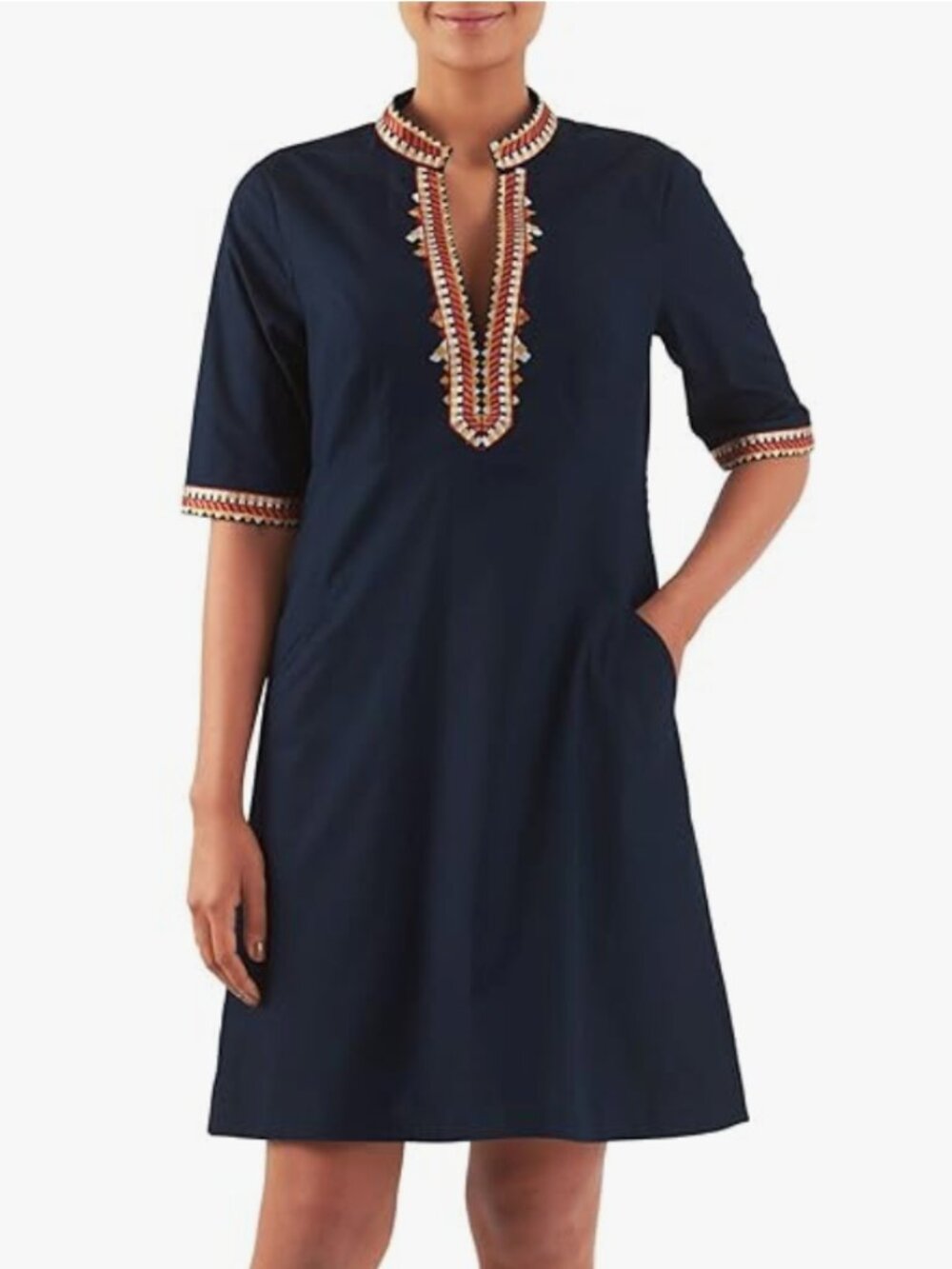 eshakti Embellished Poplin Empire Shift Dress